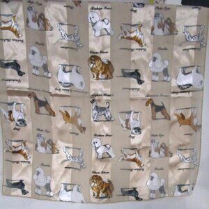 Scarf with Dogs-20"x20” Boxer, Poodle, Pug, Doxie, Dalmation and Others